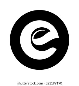 Letter E And Leaf Logo Vector.