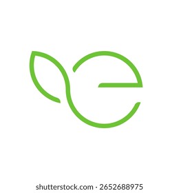 Letter E leaf minimalist logo design