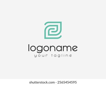 letter E leaf monogram logo design vector