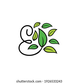 Letter E Leaf Tree Nature Logo Design Vector