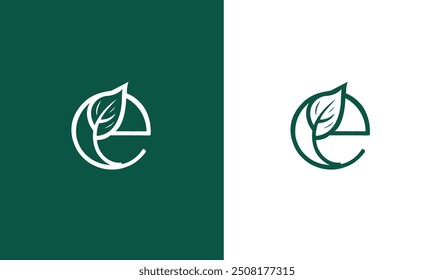 Letter E with leaf vector logo template. Suitable for business, natural and flat style logo design concept.