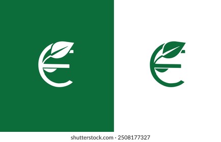 Letter E with leaf vector logo template. Suitable for business, natural and flat style logo design concept.