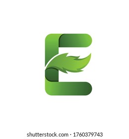 Buchstabe e mit Blättern, Logo-Vorlage