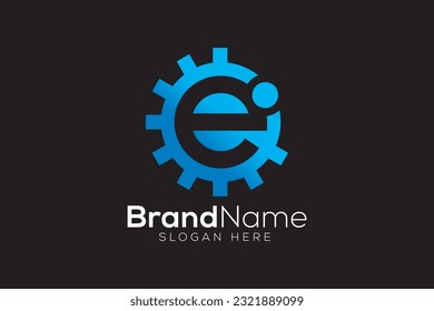 Letter E i lens setting logo design template