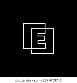 Letter E Lettermark Initial Overlapping Outline Square Logo Vector Icon Illustration
