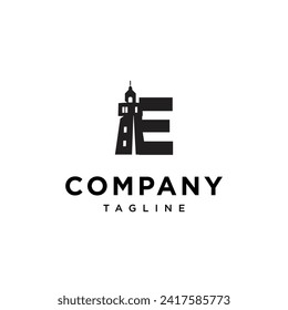 Letter E Lighthouse logo icon vector template.eps
