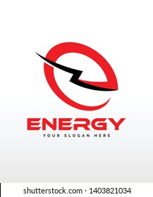 Letter E Lightning bolt Energy logo - Electrical Logo Icon Vector with Blue , Green and Red Colors.