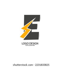 Letter E lightning customizable logo template. 