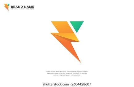 Letter E lightning energy icon logo vector