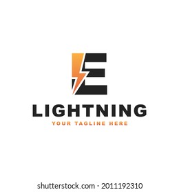 Letter E lightning logo design template vector illustration