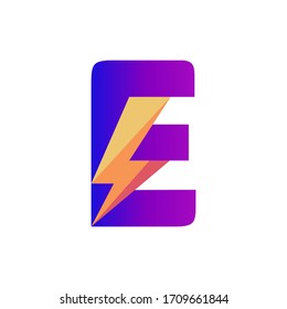 Letter E Lightning Vector Logo Design Template