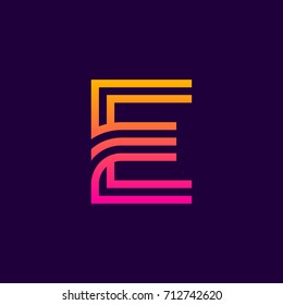 Letter E Line curve colorful logotype, beauty and fashion cosmetics logo vector design template element for corporate identity application or company