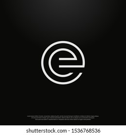 Letter E line Logo icon monogram design. Vector graphic design template element. black background.