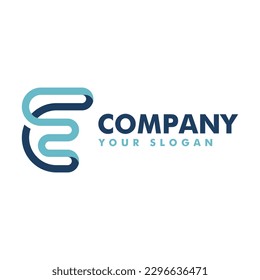 icono de letra E y logotipo de línea y vector