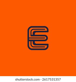 letter E line minimalism logo flat color vector illustration template design