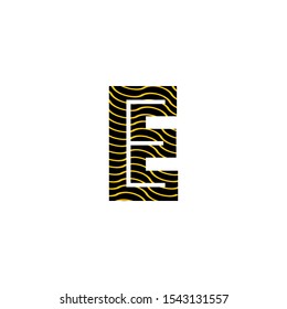 Letter E Line Wave  Logo. Design concept logo icon  yellow line wave on letter E for technology business concept or more brand.