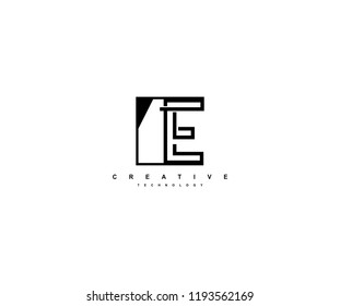 Letter E Linear Stripe Illusion Monogram Isolated Square Shape Logo