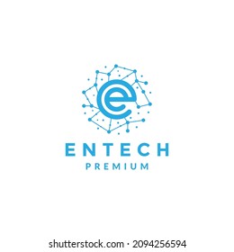 letter e with lines connect technology logo icon vector graphic design illustration idea