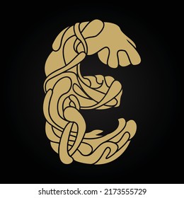 Letter E Linked Artistic Shape Monogram Logotype