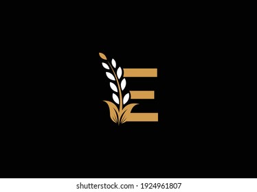 Letter E Linked Monogram Laurel Logotype