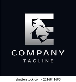 Letter E Lion Head Logo Design