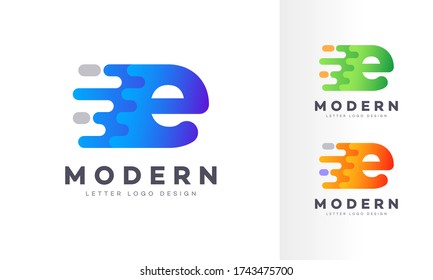 Letter E liquid abstract geometric logo design illustration. Fluid gradient elements. Futuristic trendy dynamic company business logo design. Vector EPS template.