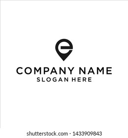 letter e location logo design vector illustration template