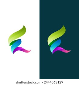 Letter E logo with 3d colorful design illustration, modern style