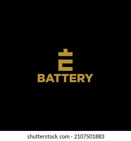 letter E logo with abstract battery graphics for energy industry