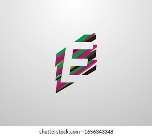 Letter E Logo. Abstract E letter design, made of various Strips shapes in color.