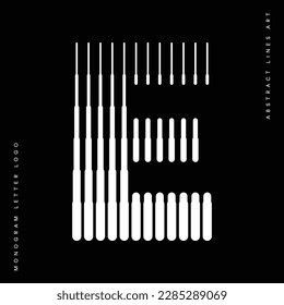 Letter E logo with abstract geometric rounded vertical lines