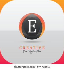 Letter E logo abstract symbol in the colorful circle. Template for your design