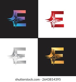 Letra E logotipo, E logotipo, conjunto de logotipo AI, design moderno e mínimo, inspirado na tecnologia, ícones e símbolos coloridos, adequado para inteligência artificial, inovação, marca, start-ups e identidade digital.