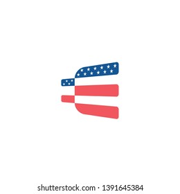 the letter E logo is for the American flag