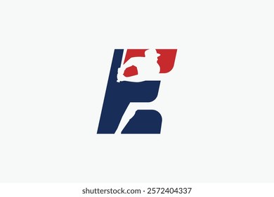 letter E logo with baseball player silhouette. It is good for team logo, club, sticker, etc.