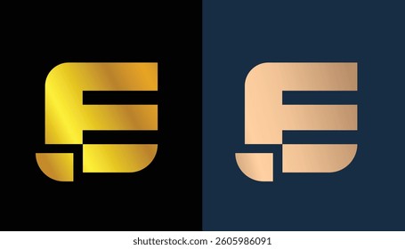 The letter E logo is beautiful and attractive in gold on a black background