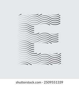 Letter E logo with black twisted lines.