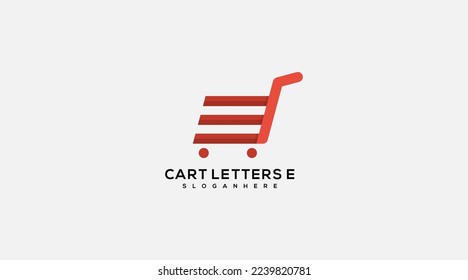 Letter E-Logo in Cart Design, Vektorgrafik