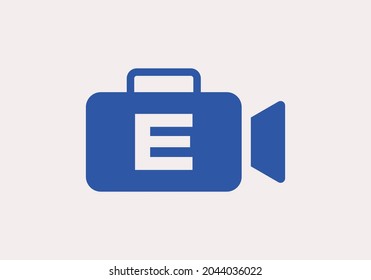 Letter E logo for Cinema Film and Videography Logo Design Template. Initial Letter E with Film Video Camera Logo Design