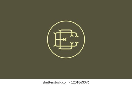 LETTER E AND E LOGO WITH CIRCLE FRAME FOR LOGO DESIGN OR ILLUSTRATION USE