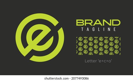 Letter e logo in a circle shape with a pattern for shopping, e-commerce, application, business brands