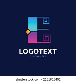 Letter E logo, Colorful abstract logo