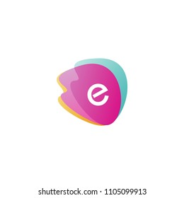 Letter E logo at colorful gradient splash background. Vector elements for posters, event, t-shirts and cards. 