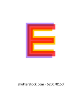 Letter E logo with Colorful three line, real estate, apartment, condo, house, modern, digital, technology logotype