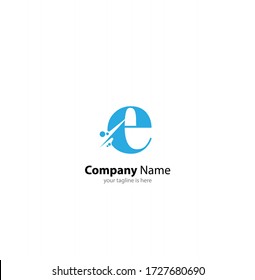 letter e logo concept with blue colour