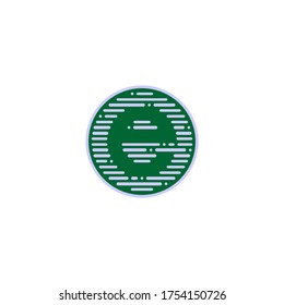 Letter e logo, the concept of dotted line design on a circle, isolated on white background.