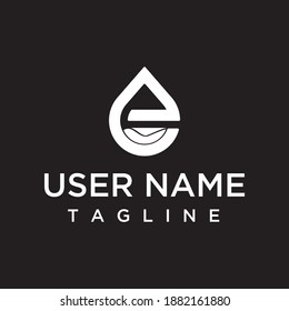 the letter E logo concept is unique, simple, creative combination with water
