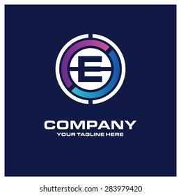 Letter E logo - Creative Circle Logo - Place for Company name and tag line . Business Icon - vector illustration