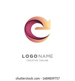 Letter e logo. Creative combination letter e and arrow logo