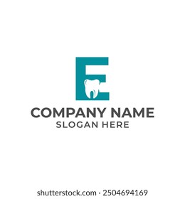 Letter E logo dental. E dental logo template